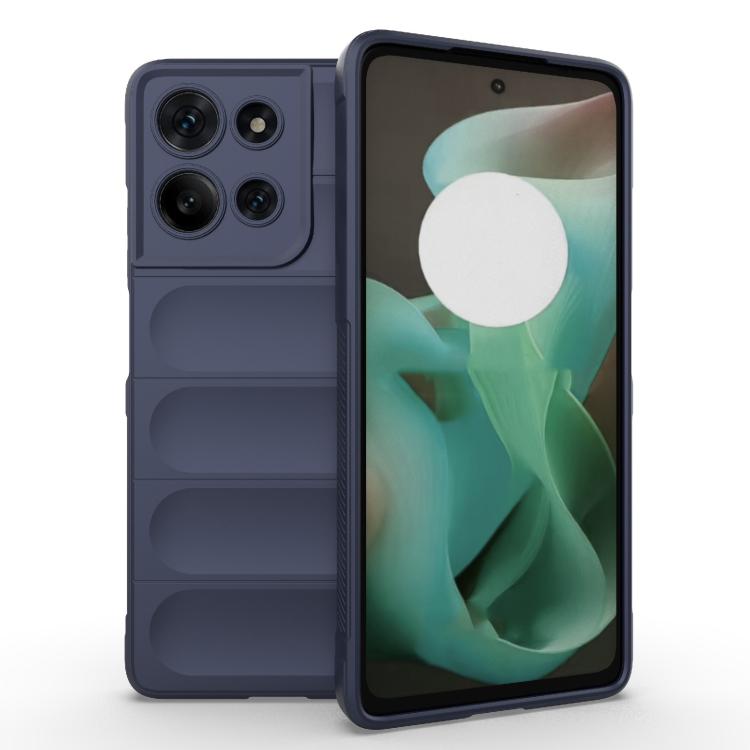 For Motorola Moto G75 5G Global Magic Shield TPU + Flannel Phone Case(Dark Blue)