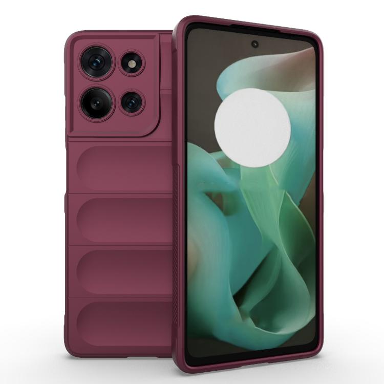 For Motorola Moto G75 5G Global Magic Shield TPU + Flannel Phone Case(Wine Red)