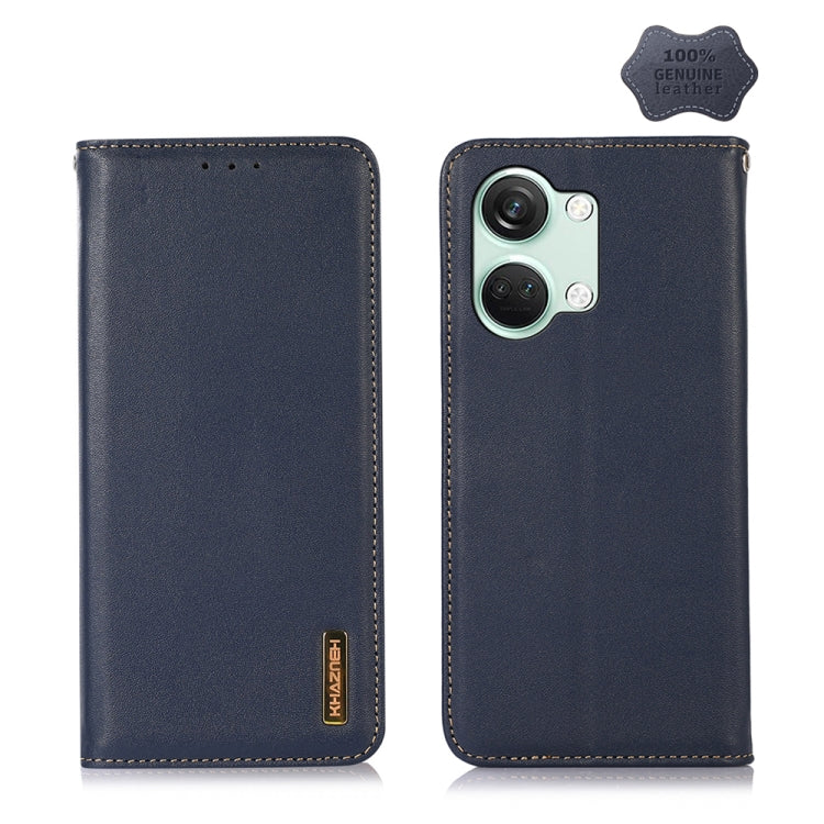 For OnePlus Nord 3 / Ace 2V KHAZNEH Nappa Top Layer Cowhide Leather Phone Case(Blue)