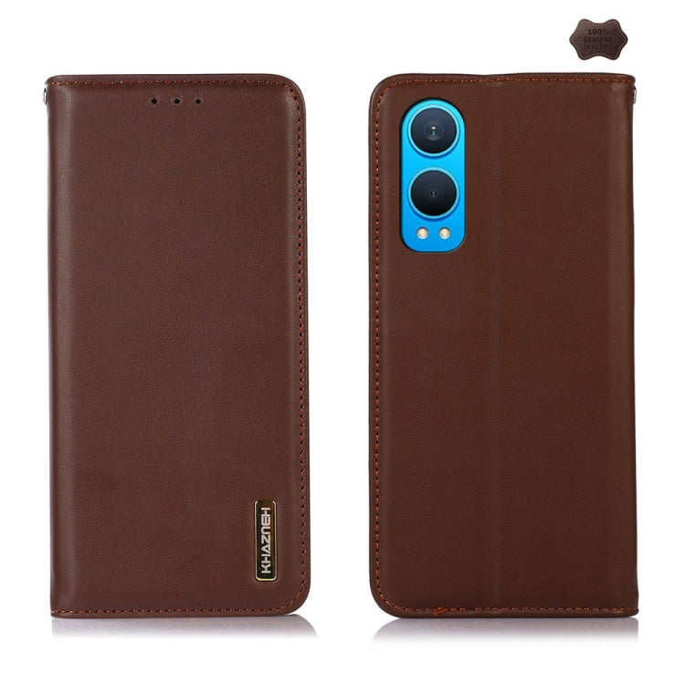 For OnePlus Nord CE4 Lite KHAZNEH Nappa Top Layer Cowhide Leather Phone Case(Brown)