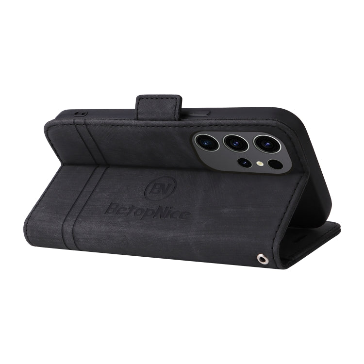 For Samsung Galaxy S24 Ultra BETOPNICE Dual-side Buckle Leather Phone Case(Black)