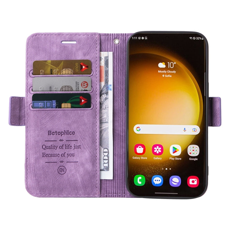 For Samsung Galaxy S24 Ultra BETOPNICE Dual-side Buckle Leather Phone Case(Purple)