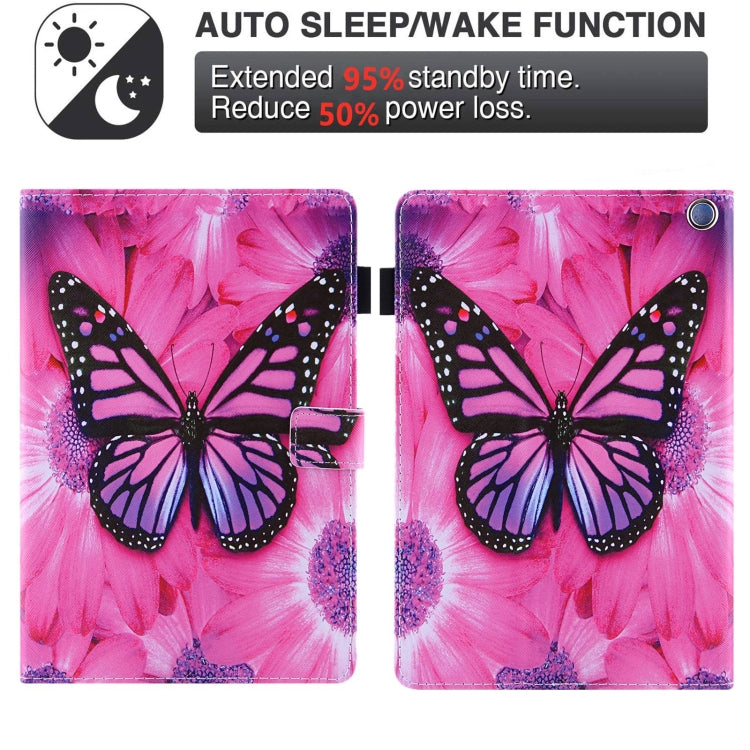 For Amazon Fire Max 11 2023 Colored Drawing Leather Smart Tablet Case(Red Flower Pink Butterfly) - Amazon by PMC TechLife | Online Shopping South Africa | PMC TechLife | Buy Now Pay Later Mobicred