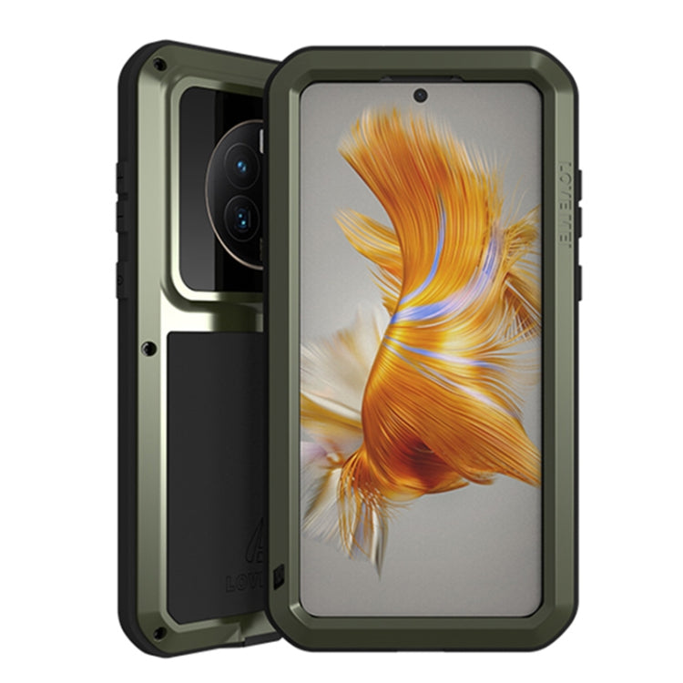 For Huawei Mate 50 Pro LOVE MEI POWERFUL Metal Shockproof Life Water-resistant Dustproof Phone Case(Army Green)