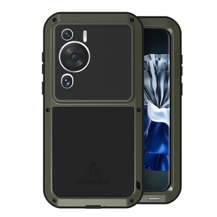 For Huawei P60 / P60 Pro / P60 Art LOVE MEI POWERFUL Metal Shockproof Life Water-resistant Dustproof Phone Case(Army Green)