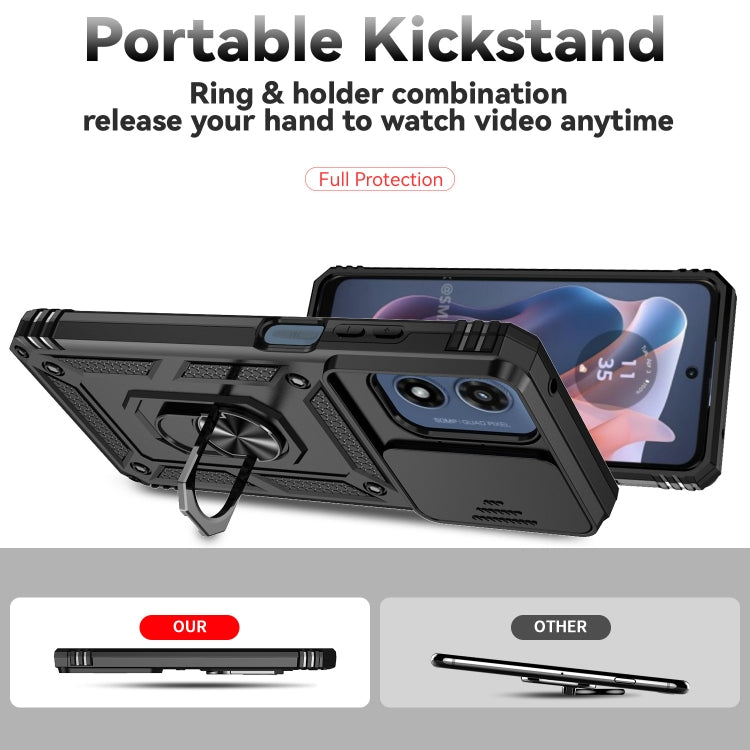 For Motorola Moto G Play 5G 2024 Sliding Camshield Holder Phone Case(Black)
