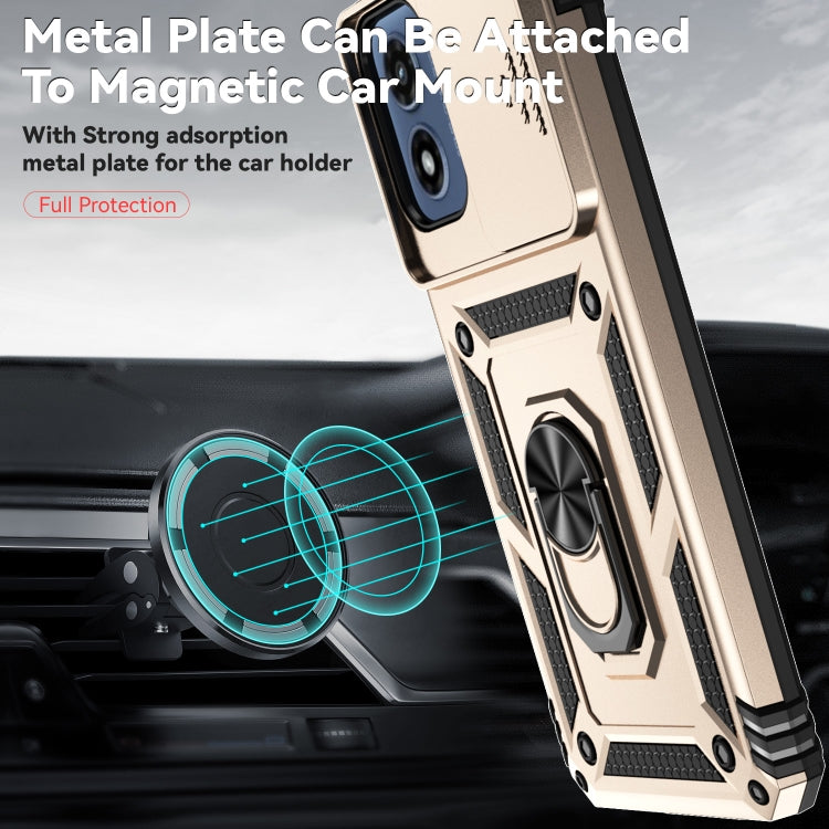 For Motorola Moto G Play 5G 2024 Sliding Camshield Holder Phone Case(Gold) - free shipping - PMC Jewellery - Order now!