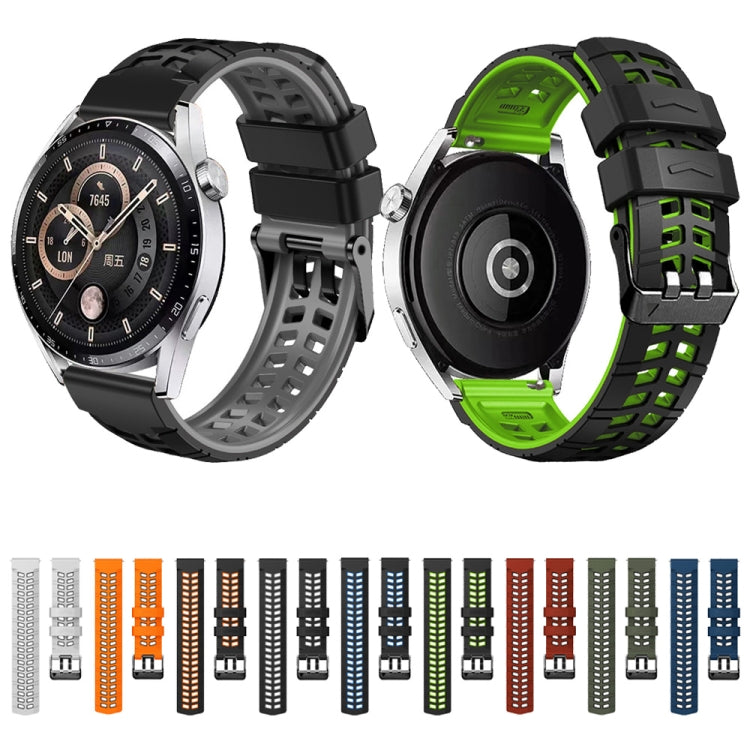 For Huawei Watch4 / 4 Pro / Watch3 / 3 Pro 22mm Double-row Hole Two-color Silicone Watch Band(Midnight Blue Black) - Watch Bands by PMC TechLife | Online Shopping South Africa | PMC TechLife