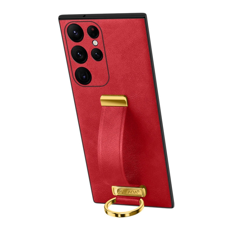 For Samsung Galaxy S24 Ultra 5G SULADA PC Hybrid Leather Texture Skin Feel Shockproof Phone Case(Red)