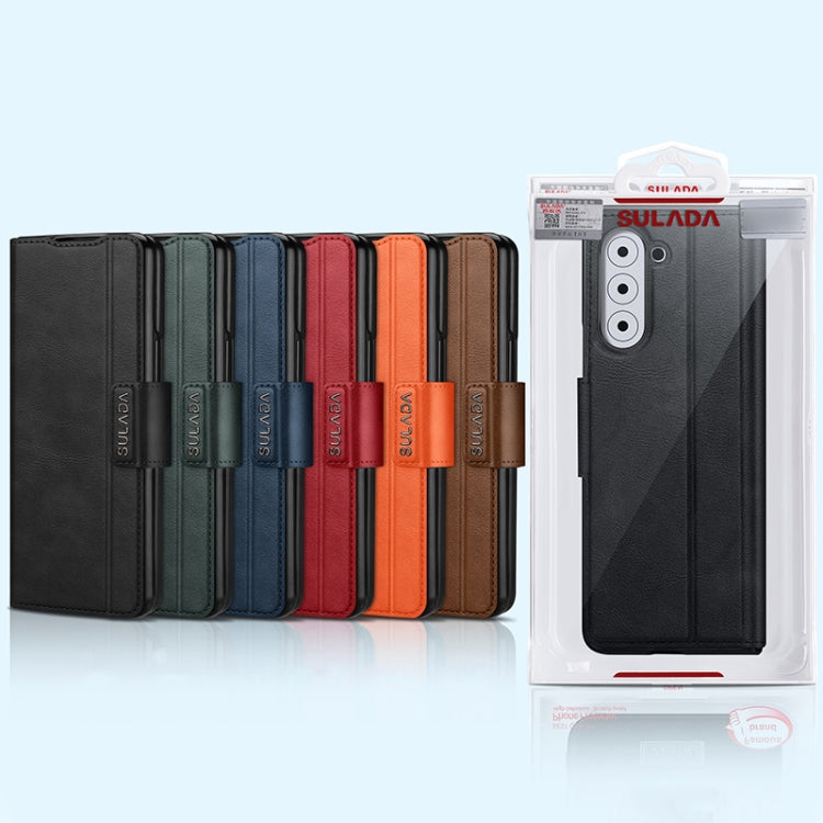 For Honor Magic V SULADA All-inclusive Magnetic Snap Flip Leather Phone Case(Blue) - free shipping - PMC Jewellery - Order now!