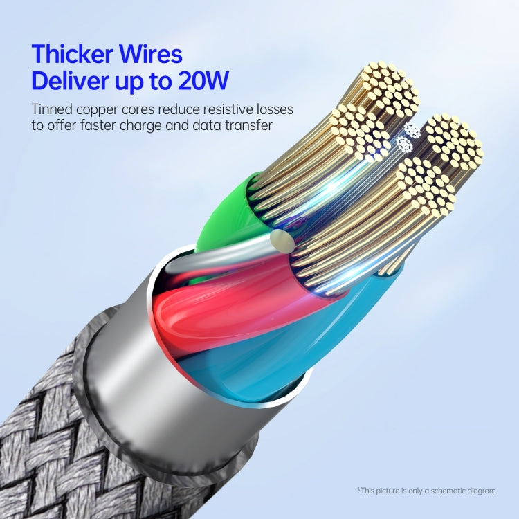 DUZZONA A1 PD 20W Type-C to 8 Pin Fast Charging Data Cable, Length:3m(Grey) - free shipping - PMC Jewellery - Order now!