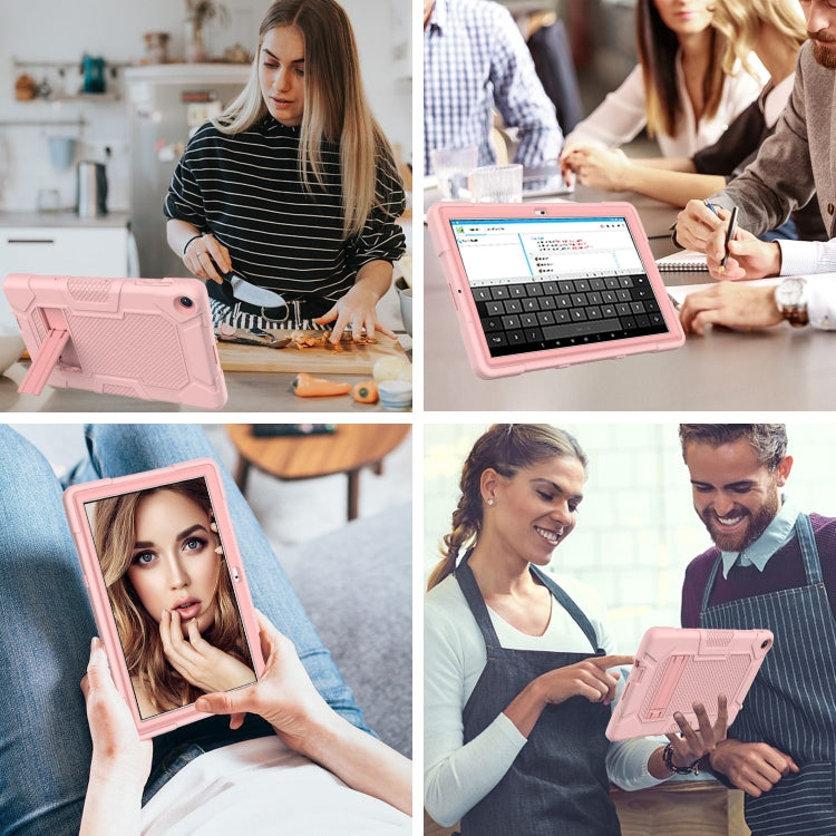 For Huawei MatePad T 10s / T10 Contrast Color Robot B3 Silicone Hybrid PC Tablet Case with Holder(Rose Gold) - Huawei by PMC TechLife | Online Shopping South Africa | PMC TechLife | Buy Now Pay Later Mobicred