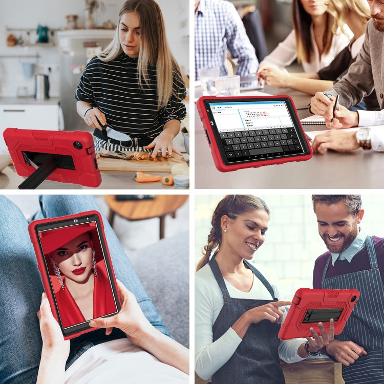 For Huawei MatePad T8 Contrast Color Robot B3 Silicone Hybrid PC Tablet Case with Holder(Red Black) - Huawei by PMC TechLife | Online Shopping South Africa | PMC TechLife | Buy Now Pay Later Mobicred