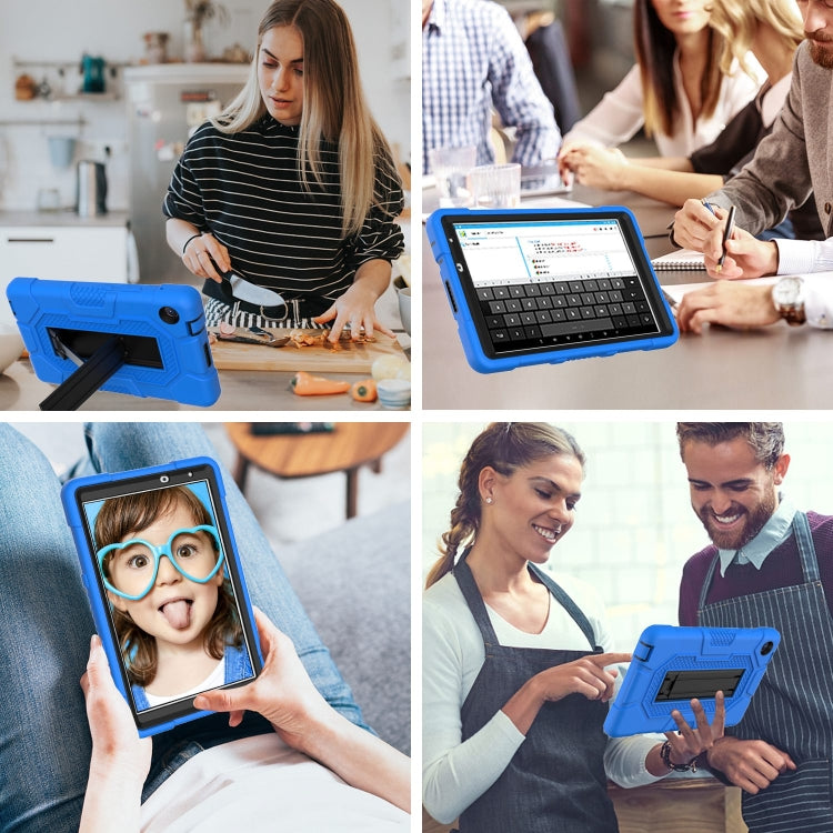 For Huawei MatePad T8 Contrast Color Robot B3 Silicone Hybrid PC Tablet Case with Holder(Blue Black) - Huawei by PMC TechLife | Online Shopping South Africa | PMC TechLife | Buy Now Pay Later Mobicred