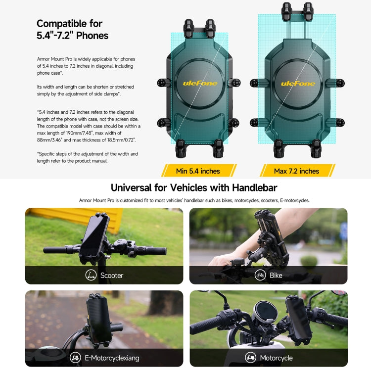 Ulefone Armor Mount Pro AM01 Universal Bicycle Handle Phone Holder(Black)