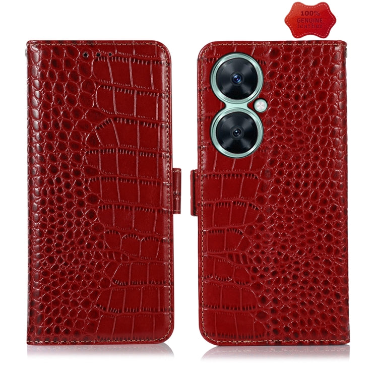 For Huawei Nova 11i / Enjoy 60 Pro / Crocodile Top Layer Cowhide Leather Phone Case(Red)
