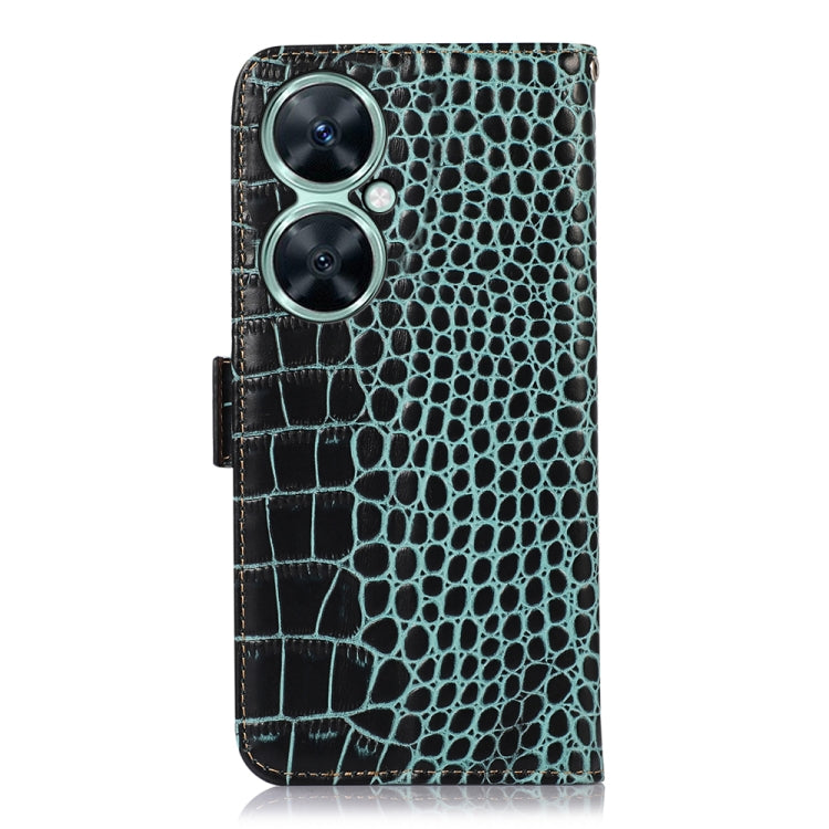 For Huawei Nova 11i / Enjoy 60 Pro / Crocodile Top Layer Cowhide Leather Phone Case(Green)