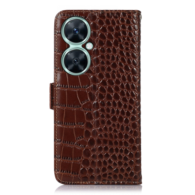 For Huawei Nova 11i / Enjoy 60 Pro / Crocodile Top Layer Cowhide Leather Phone Case(Brown)