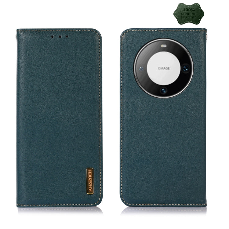 For Huawei Mate 60 Pro KHAZNEH Nappa Top Layer Cowhide Leather Phone Case(Green)