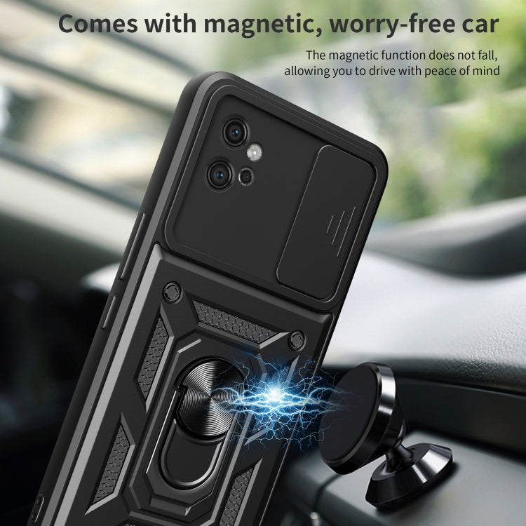 For Motorola Moto G32 Sliding Camera Cover Design TPU Hybrid PC Phone Case(Black)