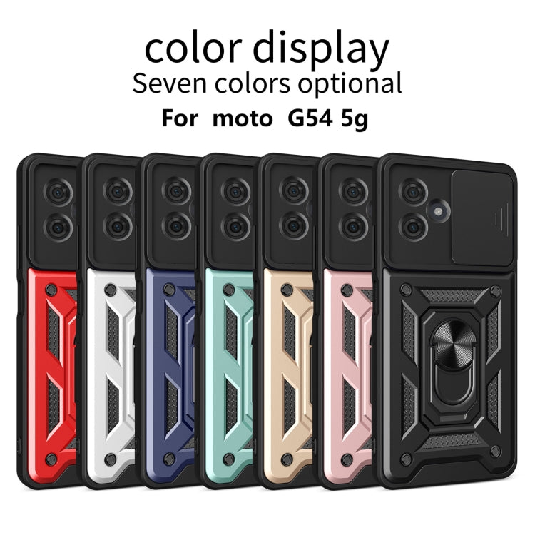 For Motorola Moto G54 5G EU Sliding Camera Cover Design TPU Hybrid PC Phone Case(Gold)