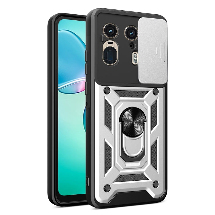 For Motorola Edge 50 Ultra Sliding Camera Cover Design TPU+PC Phone Case(Silver)