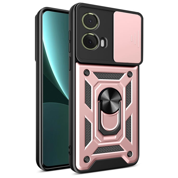 For Motorola Moto G85 / S50 Neo Sliding Camera Cover Design TPU+PC Phone Case(Rose Gold)