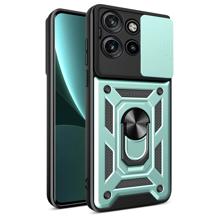 For Motorola Edge 50 Neo Sliding Camera Cover Design TPU+PC Phone Case(Mint Green)