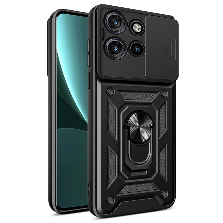 For Motorola Edge 50 Neo Sliding Camera Cover Design TPU+PC Phone Case(Black)