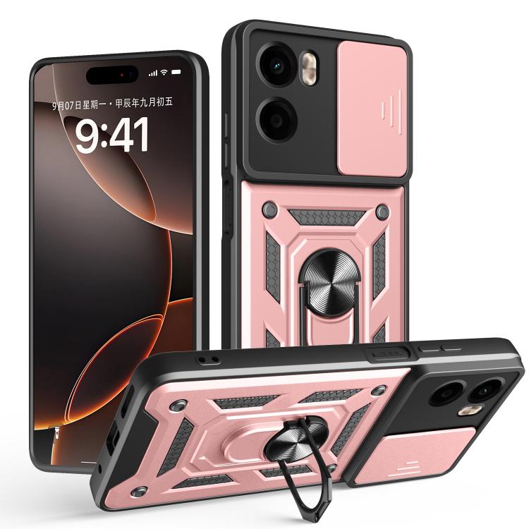 For Motorola Moto G05 Sliding Camera Cover Design TPU+PC Phone Case(Rose Gold)
