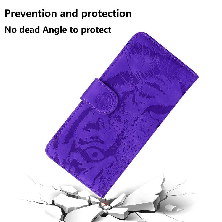 For iPhone 16e Tiger Embossing Pattern Leather Phone Case(Purple) - iPhone 16e Cases by PMC TechLife | Online Shopping South Africa | PMC TechLife | Buy Now Pay Later Mobicred