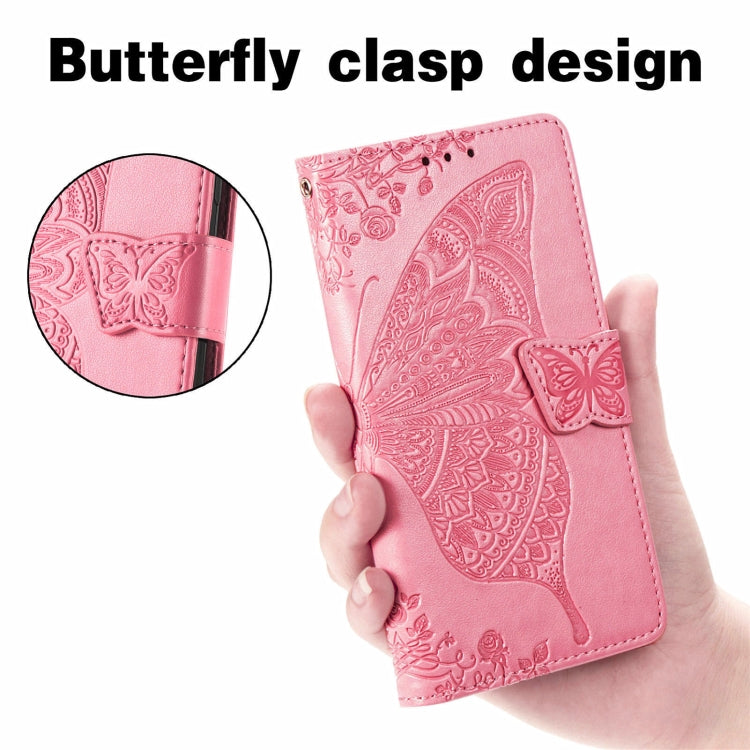 For Ulefone Note 16 Pro Butterfly Love Flower Embossed Leather Phone Case(Pink)
