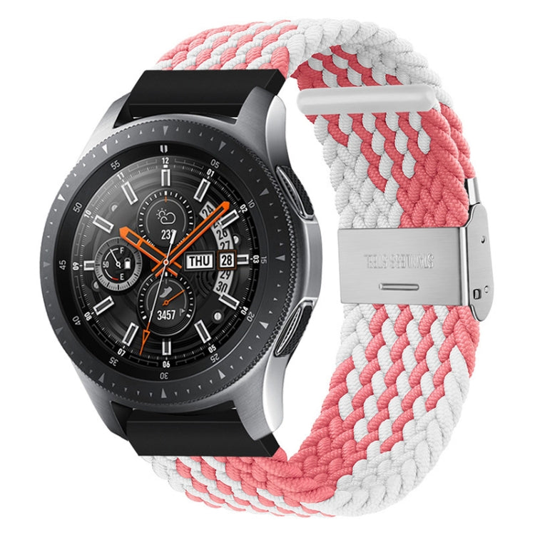 For Huawei Watch 4 / 4 Pro Nylon Braided Metal Buckle Watch Band(Z Pink White)
