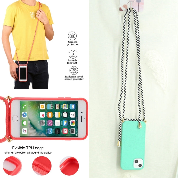 For iPhone 16 Plus Wheat Straw TPU Shockproof Phone Case with Neck Lanyard(Green) - iPhone 16 Plus Cases by PMC TechLife | Online Shopping South Africa | PMC TechLife | Buy Now Pay Later Mobicred