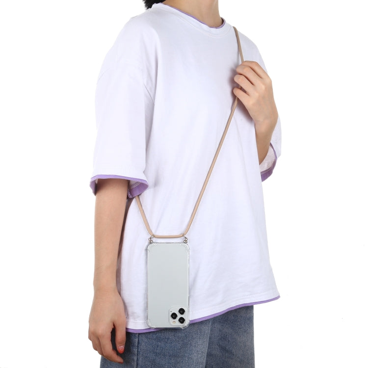 For iPhone 16 Plus Four-Corner Shockproof Transparent TPU Case with Lanyard(Black Gold) - free shipping - PMC TechLife - Order now!