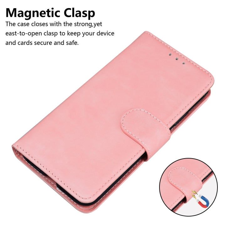 For Motorola Moto G Play 4G 2024 Skin Feel Pure Color Flip Leather Phone Case(Pink)