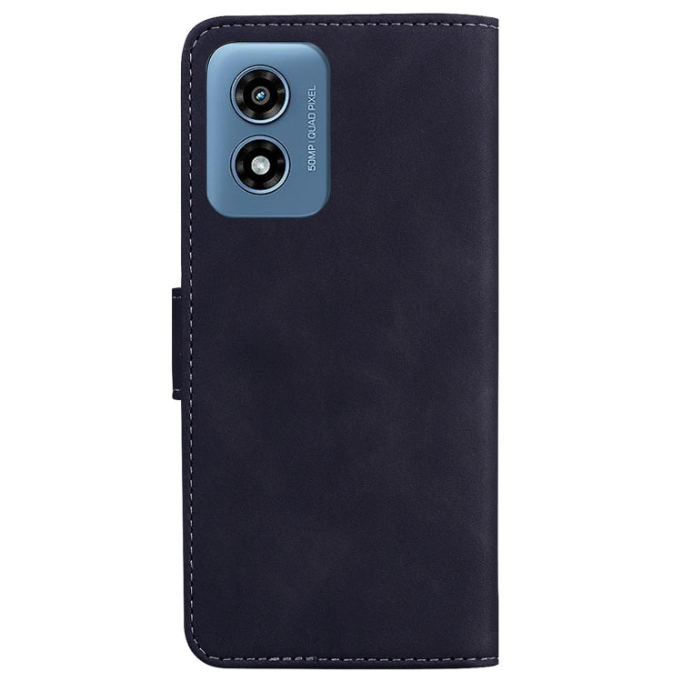 For Motorola Moto G Play 4G 2024 Skin Feel Pure Color Flip Leather Phone Case(Black)