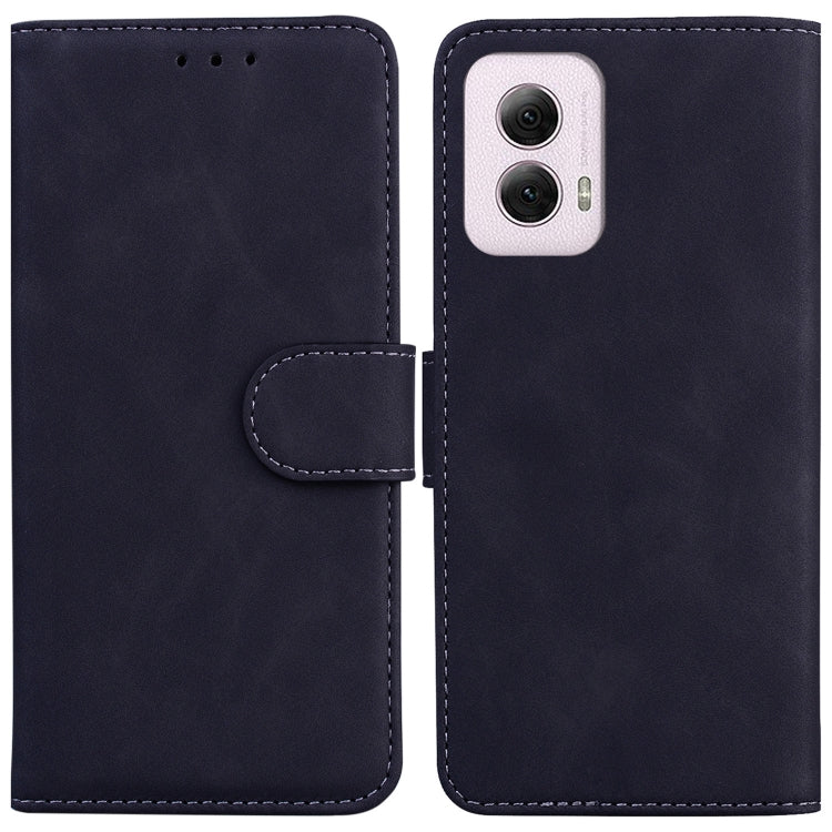 For Motorola Moto G Power 5G 2024 Skin Feel Pure Color Flip Leather Phone Case(Black)