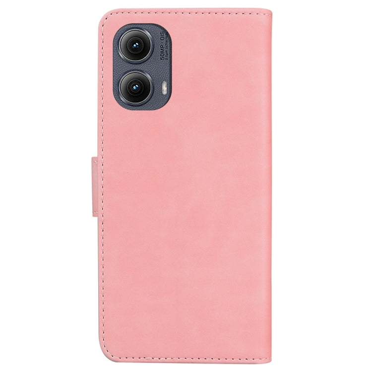 For Motorola Edge 2024 Skin Feel Pure Color Flip Leather Phone Case(Pink)