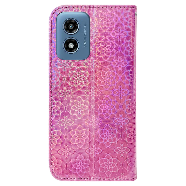 For Motorola Moto G Play 4G 2024 Colorful Magnetic Buckle Leather Phone Case(Pink)