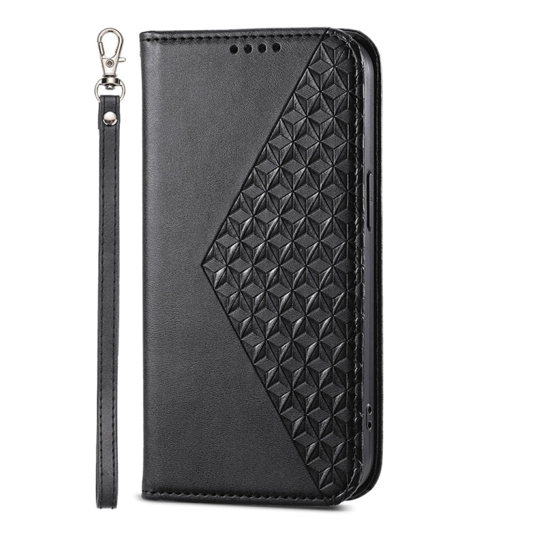 For Xiaomi Redmi A3 Cubic Grid Calf Texture Magnetic Leather Phone Case(Black)