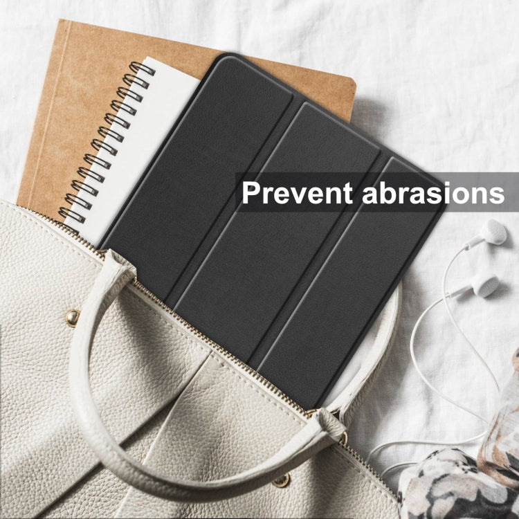 For Samsung Galaxy Tab S10 Ultra / S9 Ultra Custer Pure Color 3-Fold Holder Smart Leather Tablet Case(Black) - free shipping - PMC Jewellery - Order now!