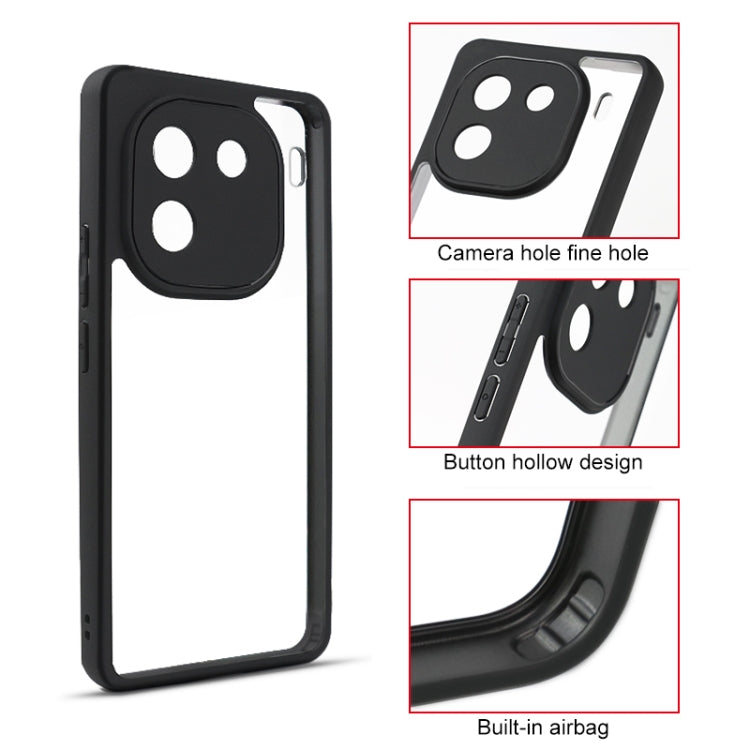 For vivo iQOO 12 Frosted TPU + Transparent PC Phone Case(Black)