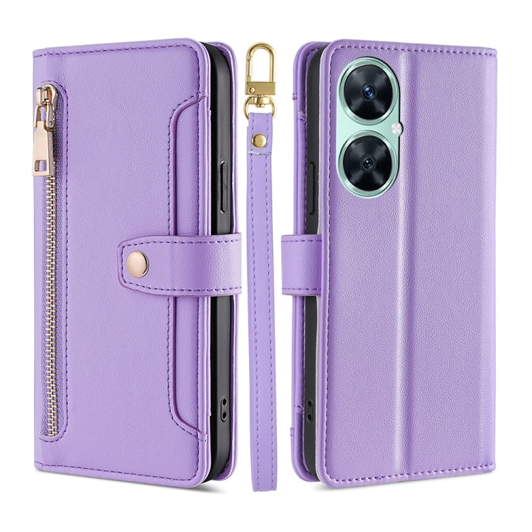 For Huawei Enjoy 60 Pro / nova 11i Lite Sheep Texture Cross-body Zipper Wallet Leather Phone Case(Purple)