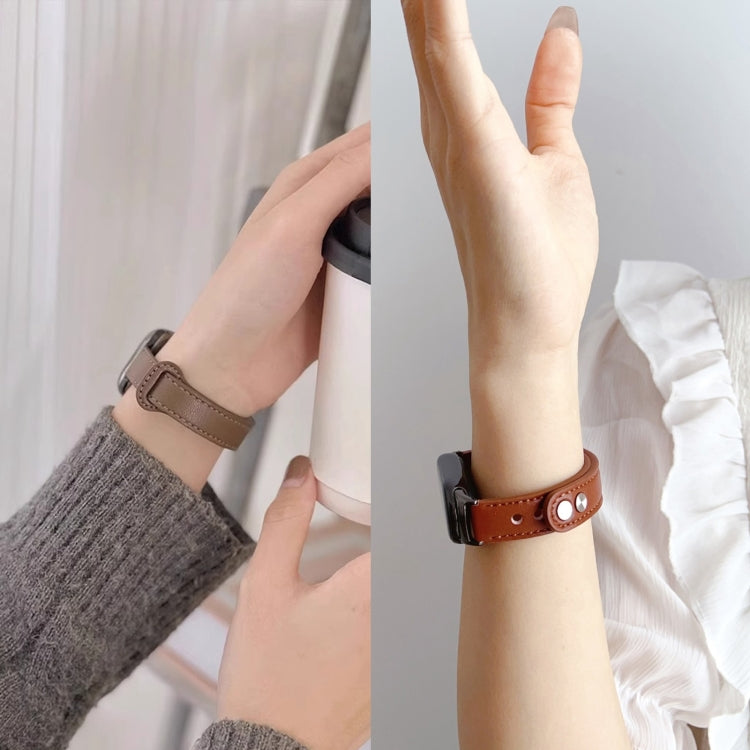 For Fitbit Charge 5 PU Leather Replacement Watch Band(Brown) - Watch Bands by PMC TechLife | Online Shopping South Africa | PMC TechLife | Buy Now Pay Later Mobicred