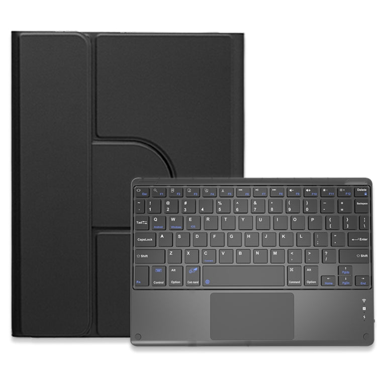 For iPad Air 2022 / iPad Pro 11 2021 Square Button 360 Degree Rotatable Bluetooth Keyboard Leather Case with Touchpad(Black)