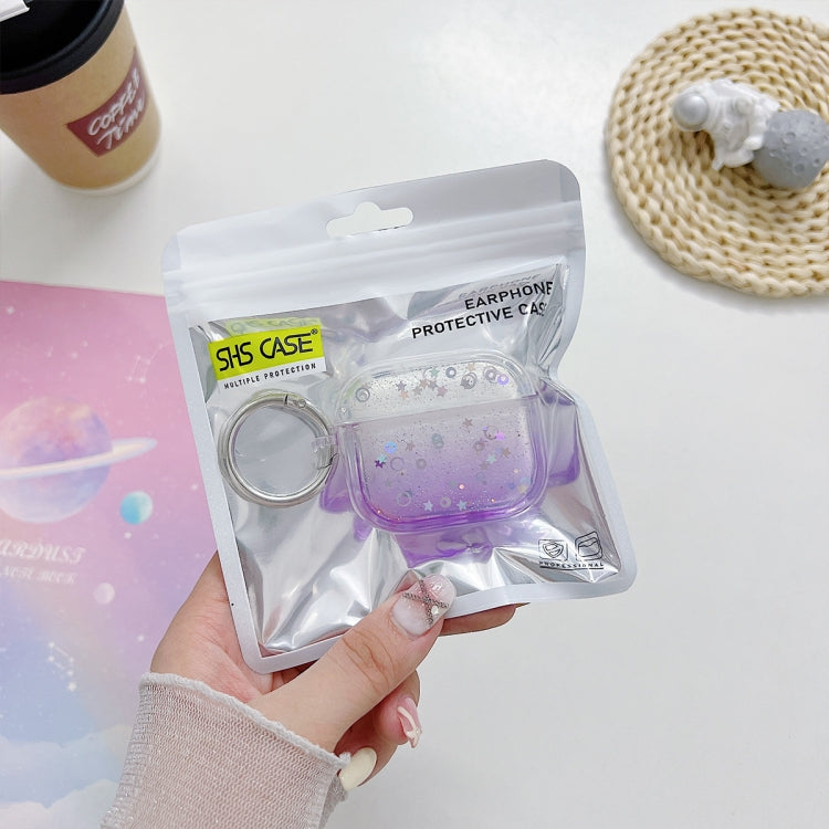 For AirPods Pro Transparent Glitter Bluetooth Earphone Protective Case(Purple) - For AirPods Pro by PMC Jewellery | Online Shopping South Africa | PMC Jewellery | Buy Now Pay Later Mobicred