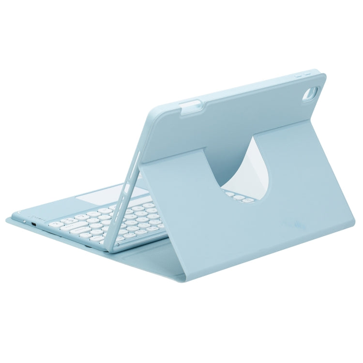 For iPad 10.2 2021 / Air 2019 Round Button 360 Degree Rotatable Bluetooth Keyboard Leather Case with Touchpad(Black)