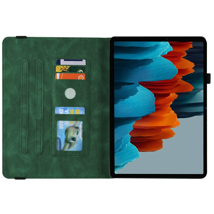 For Samsung Galaxy Tab S9 Butterfly Flower Embossed Leather Tablet Case(Green)