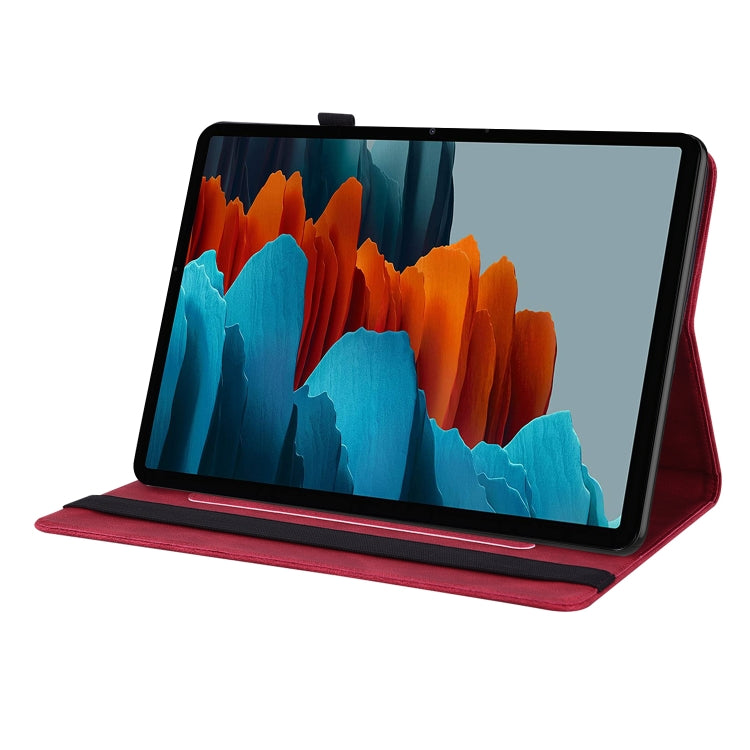 For Samsung Galaxy Tab S9 Butterfly Flower Embossed Leather Tablet Case(Red)